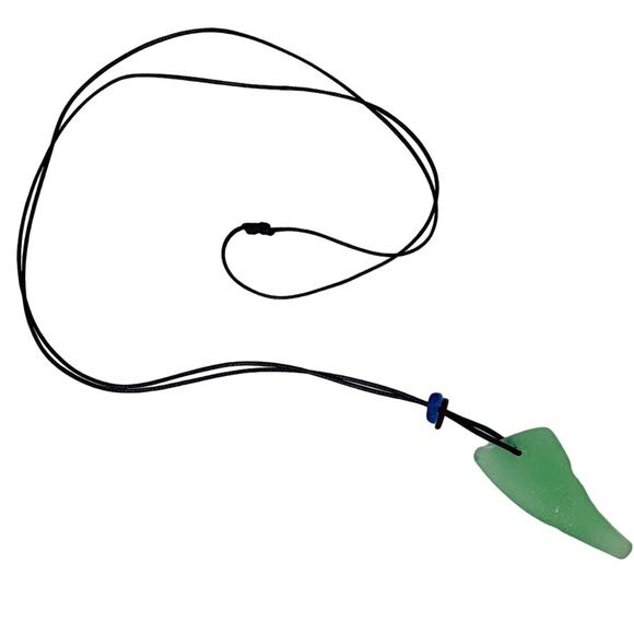 Seaglass Necklace Green Blue Red Rope Rincon Puerto Rico Adjustable - Picture 2 of 10